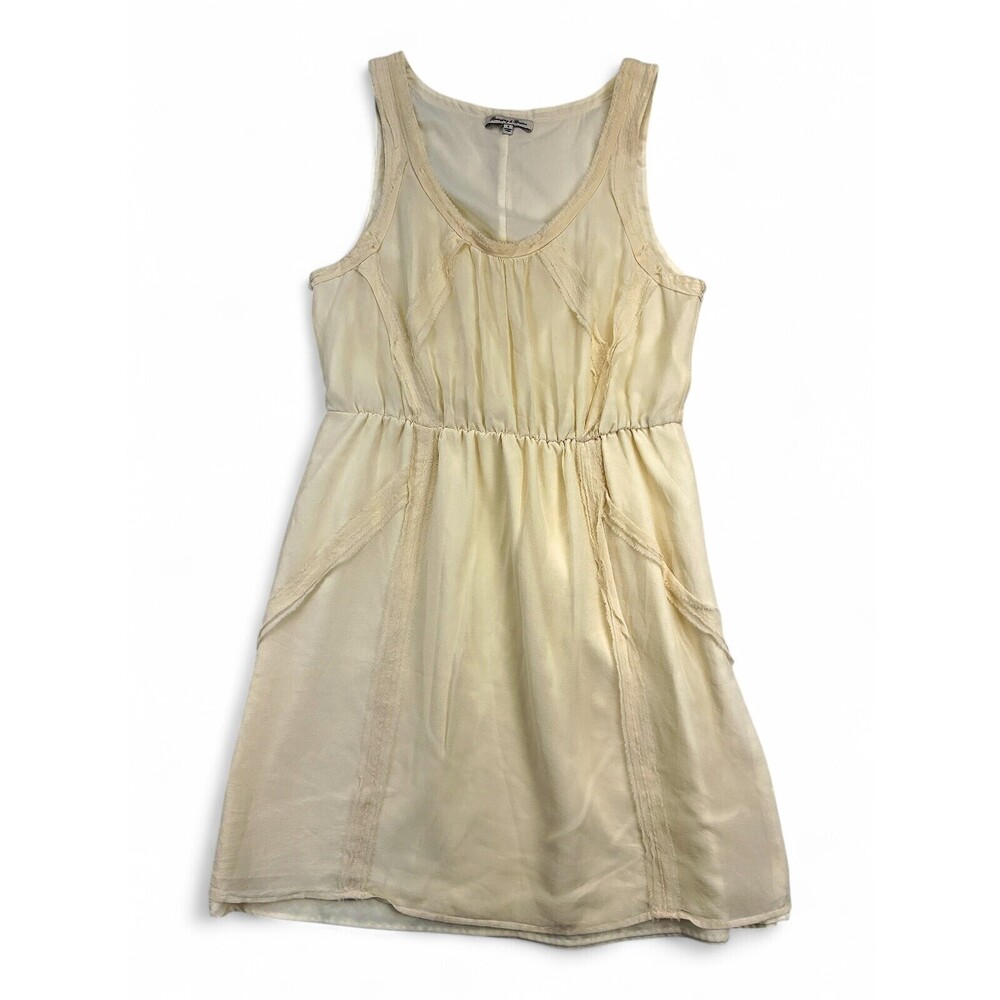 Broadway & Broome Silk Midi Dress Size 6 Cream‎ Scoop Neck